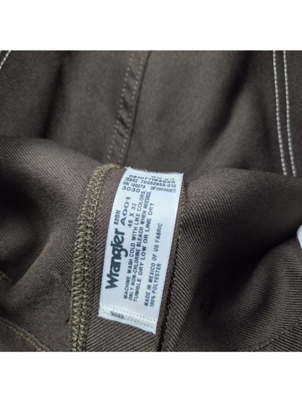 Vintage Wrangler Dress Pants Mens Polyester 46x32 Brown Bootcut Western Rodeo - Picture 2 of 6